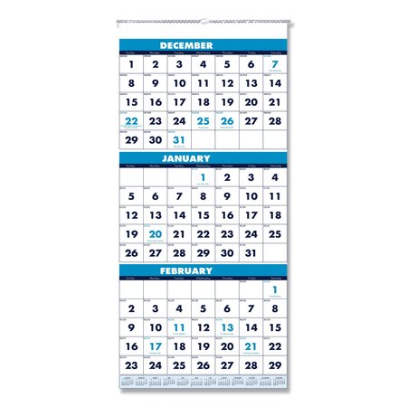 HOUSE OF DOOLITTLE Recycled Three-Month Format Wall Calendar, Vertical, 12.25x26, 14-Month (Dec-Jan): 2021-2023 3640